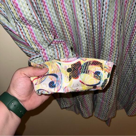 ROBERT GRAHAM diamond pattern button down flip cuff L - Picture 6 of 8